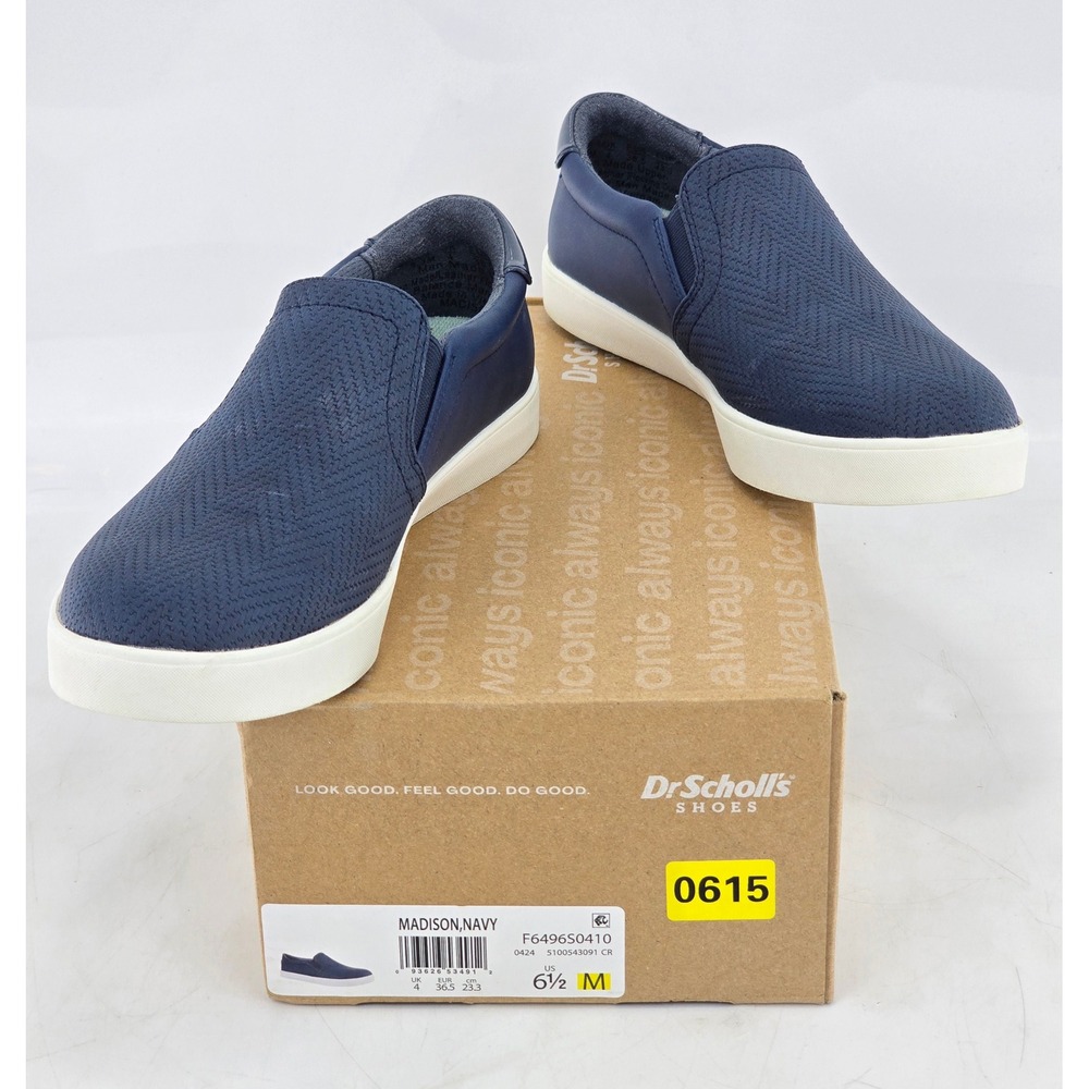 Dr. Scholls Madison Slip On Sneaker Womens 6.5 Navy Blue Perforated - New